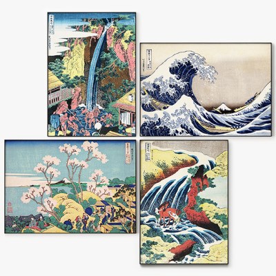 메탈 가츠시카 호쿠사이 동양화 일본 그림 빈티지 포스터 바다 액자