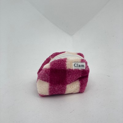 Clam round pouch _ Berry cream cheese Soft fur