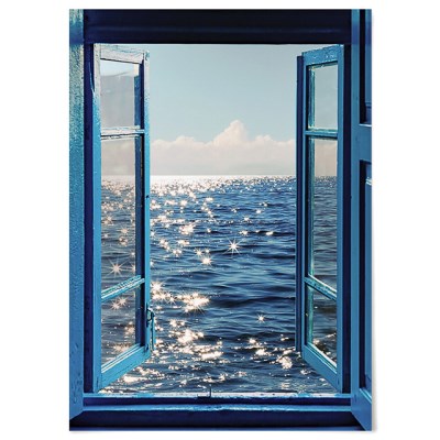창문 패브릭 포스터 윤슬 바다 액자 물그림 F457