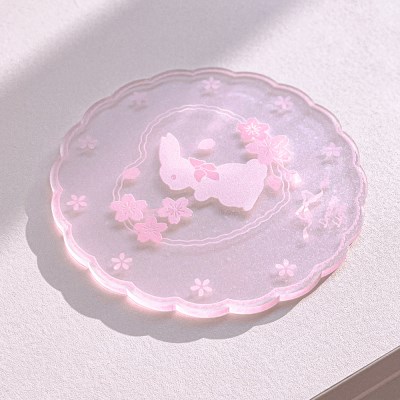 Cherry blossom rabbit  acrylic coaster
