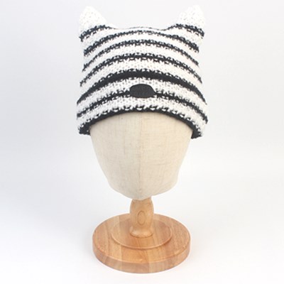 Cat Knit Stripe Beanie 고양이비니