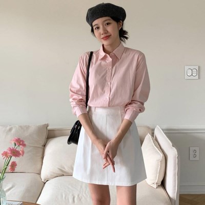 여자 스탠다드 심플 데일리 긴팔 남방 셔츠