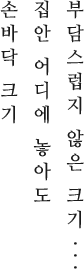 부담스럽지 않은 크기 집안 어디에 놓아도 손바닥 크기