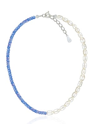 [텐텐단독][silver925]blue mix pearl necklace