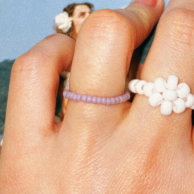 Light Purple Fine Color Beads Ring