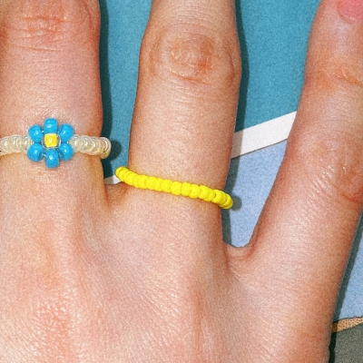 Yellow Fine Color Beads Ring