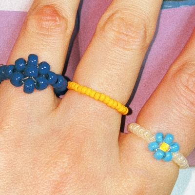 Orange Fine Color Beads Ring