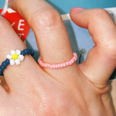 Pink Fine Color Beads Ring