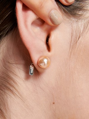 [유니제이] Peach Swarovski FB Silver Earring