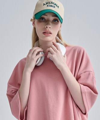 테일러 오버핏 베이직 티셔츠 (핑크)
