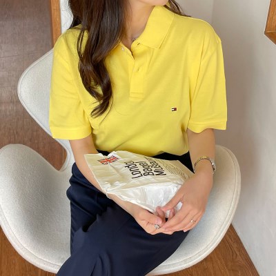 [국내/당일배송]타미힐피거 레귤러핏 카라 티셔츠 남녀공용 옐로우
