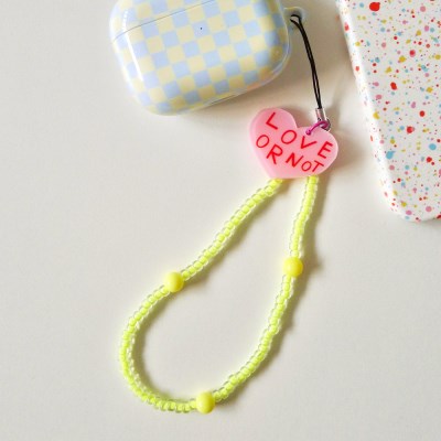 Pink Love-Lemon Yellow Beads Strap