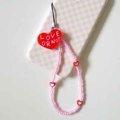 Red Love-Pink Beads Strap