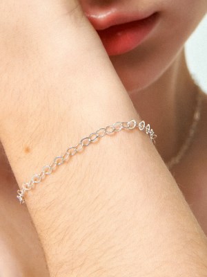 [유니제이] Ring And Link Chain Silver Bracelet Ib275