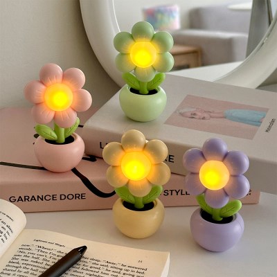 플라워팟 오브제 미니 LED 조명 파스텔 꽃 자취 독서 무드등 4colors