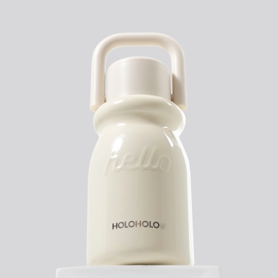 홀로홀로 원터치 밀크텀블러 보온병 430ml 아이보리