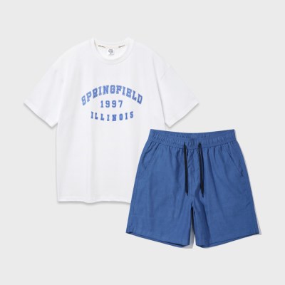 [SET] 앨빈클로 스프링필드 오버핏 반팔티 바이오워싱 멀티 하프 팬