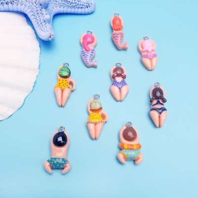 여름 바다 수영하는 사람 키링 악세사리 부자재