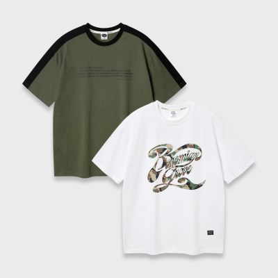 [2PACK] 앨빈클로 LTY 숄더 배색 반팔티/카모플라쥬 반팔티 2종 패키