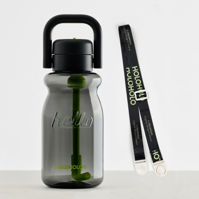 홀로홀로 원터치 트라이탄 밀크보틀 630ml+어깨스트랩 세트 블랙