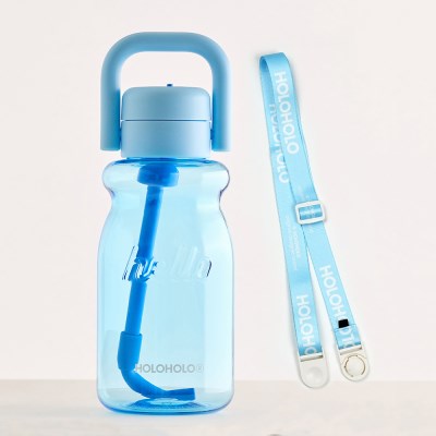 홀로홀로 원터치 트라이탄 밀크보틀 630ml+어깨스트랩 세트 블루