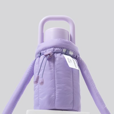 홀로홀로 원터치 밀크텀블러 보온병 430ml+파우치세트 파스텔퍼플