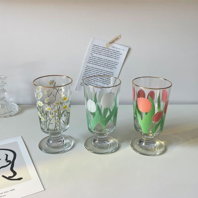 [리퍼]골드라인 레트로 플라워 고블렛잔 쥬스잔