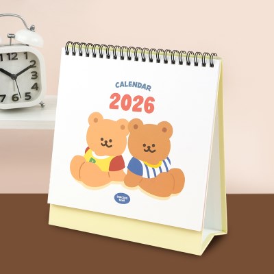 핑크풋 [날짜형] 2026댄싱베어탁상달력