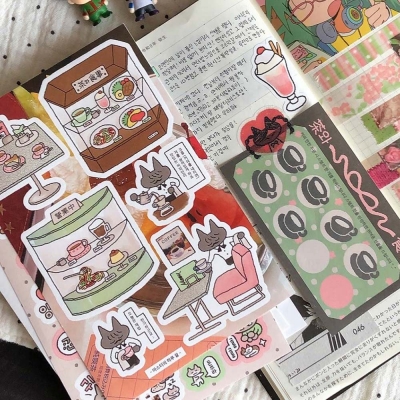 윤구 오래된 카페 스티커 패키지