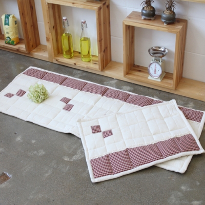 사선체크 면 주방매트 50x130cm