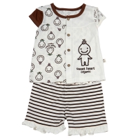 [0개월-24개월용]스윗하트 오가닉 브라운반팔 여아상하복