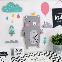 북유럽 캐릭터 벽시계(풍선곰) + 오너먼트,시트지set (무소음)