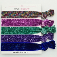 [키치쥬얼리]특가행사- 특가행사-레인보우 글리터 헤어타이 5SET