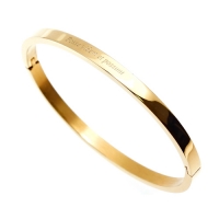 [각인팔찌]4mm Lettering Gold Simple Bangle