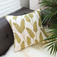 트로피컬 리프 린넨 쿠션_옐로