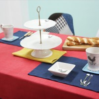 내츄럴 린넨 식탁보 - 가넷레드