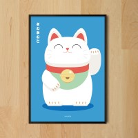 일본 인테리어 디자인 포스터 M 복을 부르는 마네키네코 일본소품