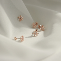 제이로렌 M02290 눈결정 로즈골드 눈꽃피어싱