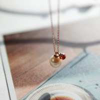 제이로렌 8N0689 1월탄생석 가넷 진주 실버 롱 목걸이_(732112)