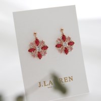 제이로렌 M02813 로즈골드 눈꽃큐빅 드롭귀걸이_(769945)