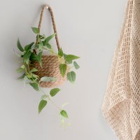 쥬트 바스켓(소) & 그린 넝쿨 조화 SET