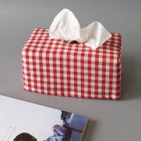 레드체크 사각티슈케이스