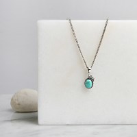 [925 실버]깃털 터키석 실버 목걸이 NK301_J