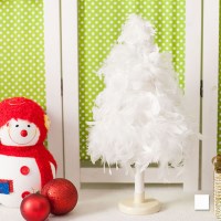 [1+1] 크리스마스 화이트 깃털 미니트리 밍크 45cm 장식 소품