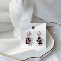 다이아 큐빅 천연원석 가넷 번들 드롭귀걸이