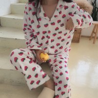 딸기 극세사 수면 잠옷 세트
