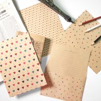 크라프트 패턴 편지지 - 패턴 4set