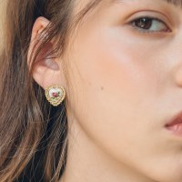 lace heart rose earrings