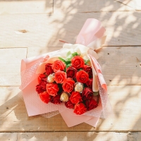 베니카 하트로즈 21송이 초콜렛,사탕 비누꽃다발