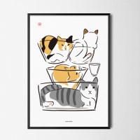 고양이 액체설 M 유니크 인테리어 디자인 포스터 동물